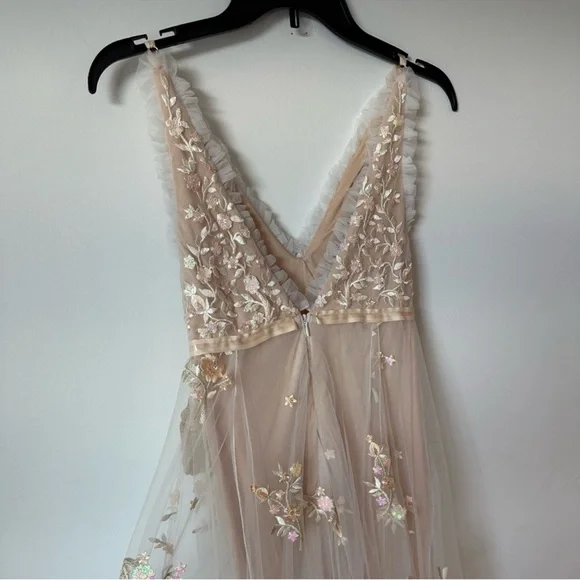 Altar'd State Alora Ivory Floral Embroidered V-Neck A-Line Dress - Picture 3 of 5